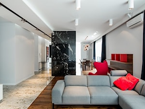 Przestronny salon w stylu minimalistycznym - zdjęcie od Alina Badora Pracownia Architektury Wnętrz