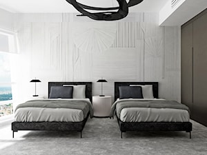 Sypialnia w luksusowym apartamencie zlokalizowanym w apartamentowcu w Warszawie - zdjęcie od Alina Badora Pracownia Architektury Wnętrz