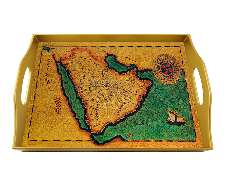 Rectangular serving tray - Old map : Saudi Arabia - KSA-05-AZS - zdjęcie od Ducoteduparc