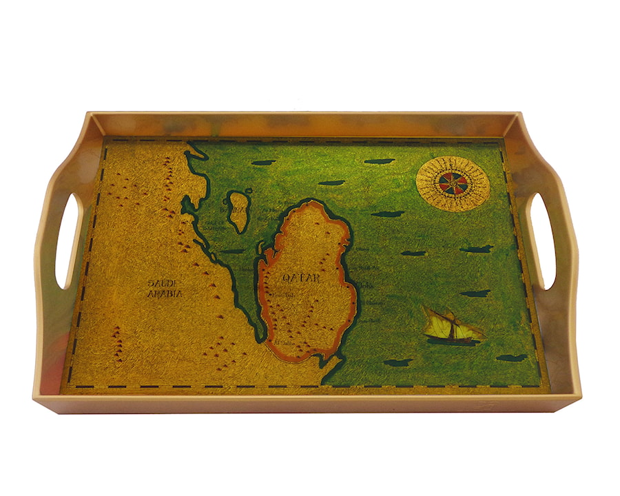 Rectangular serving tray - Old map : Qatar - QAT-05-AZS - zdjęcie od Ducoteduparc