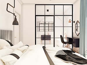MOKOTÓW K - Średnia biała z biurkiem sypialnia z łazienką - zdjęcie od Projekt MIMO