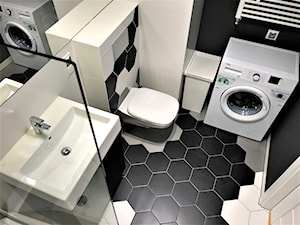 Realizacja - oryginalne mieszkanie na wynajem - Mała bez okna z pralką / suszarką z lustrem łazienka, styl nowoczesny - zdjęcie od DekoDeko