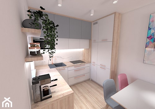 Kuchnia połączona z salonem w stylu skandynawskim. - zdjęcie od House-Design