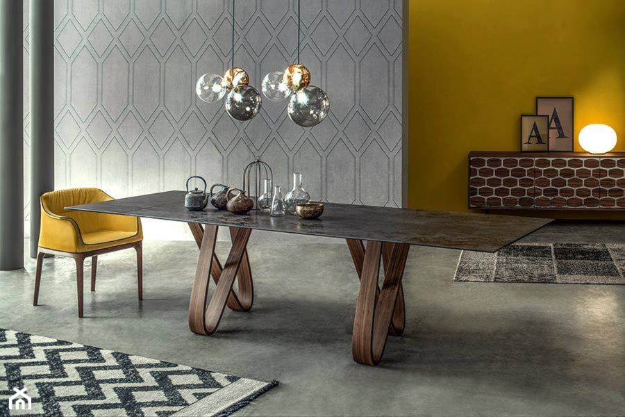 Średnia żółta jadalnia jako osobne pomieszczenie, styl nowoczesny - zdjęcie od Inter-comodo