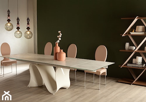 STOŁY TONIN CASA - Średnia biała zielona jadalnia jako osobne pomieszczenie - zdjęcie od Inter-comodo