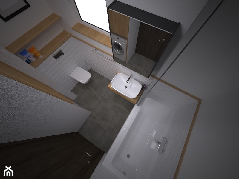 Łazienka w bieli - widok z góry - zdjęcie od Proste Rzeczy - aranżacja i projektowanie wnętrz - Homebook