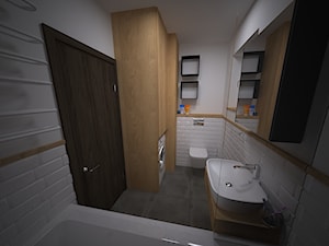 Łazienka w bieli - półki wiszące - zdjęcie od Proste Rzeczy - aranżacja i projektowanie wnętrz