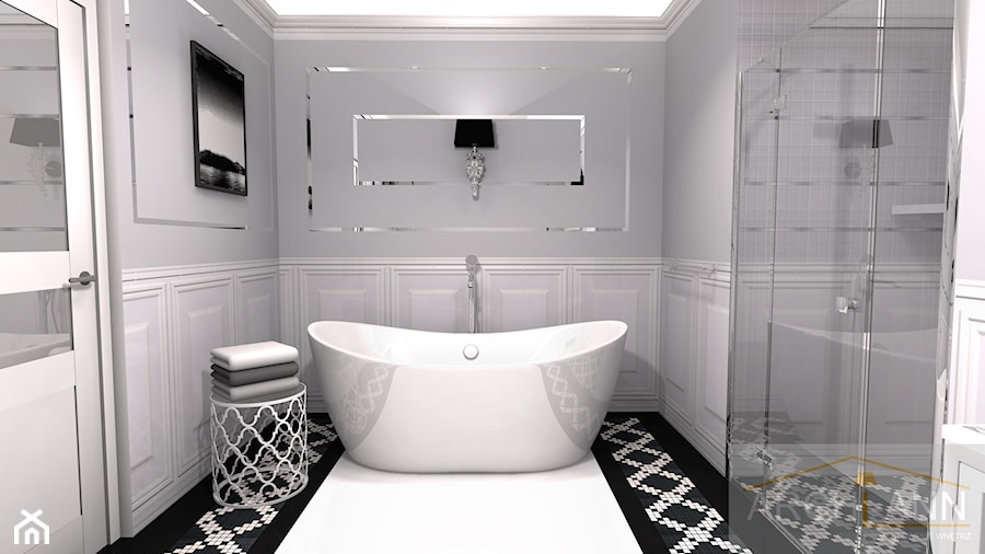 Łazienka w stylu Hampton's - Średnia bez okna łazienka, styl glamour - zdjęcie od Archi-Ann