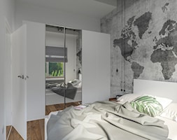 INDUSTRIALNA SYPIALNIA - Mała biała szara sypialnia, styl nowoczesny - zdjęcie od MAGDA RYBARSKA - Homebook