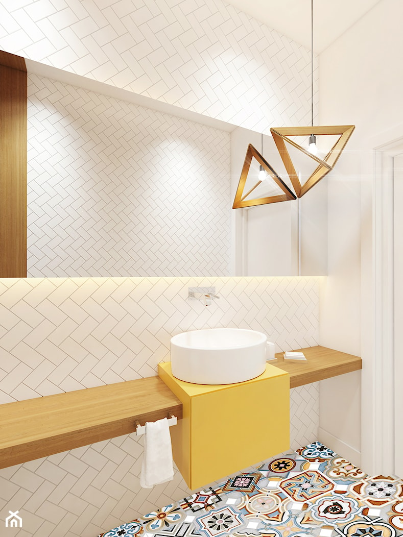 Łazienka (WC) w żółtym kolorze! - Łazienka, styl skandynawski - zdjęcie od wkrecONA - Homebook