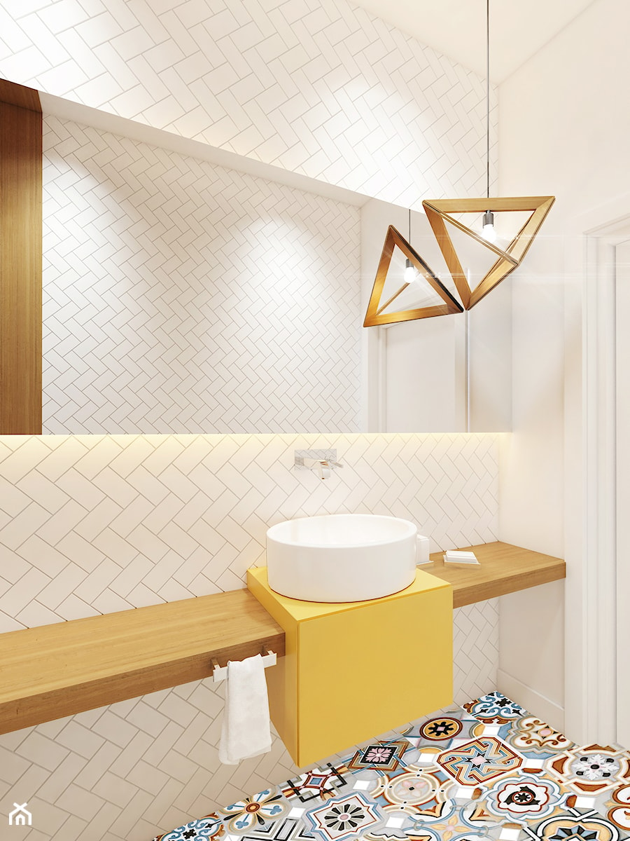 Łazienka (WC) w żółtym kolorze! - Łazienka, styl skandynawski - zdjęcie od wkrecONA