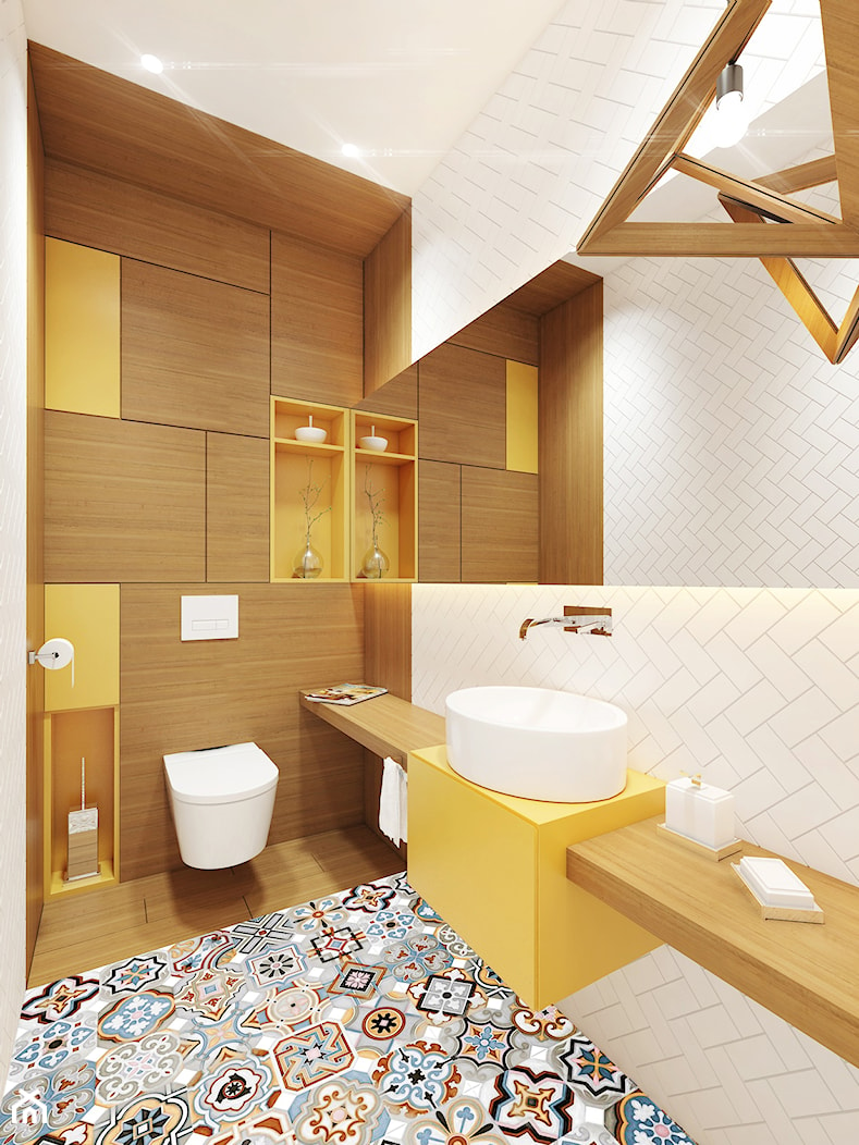 Łazienka w żółtym kolorze. - zdjęcie od wkrecONA - Homebook
