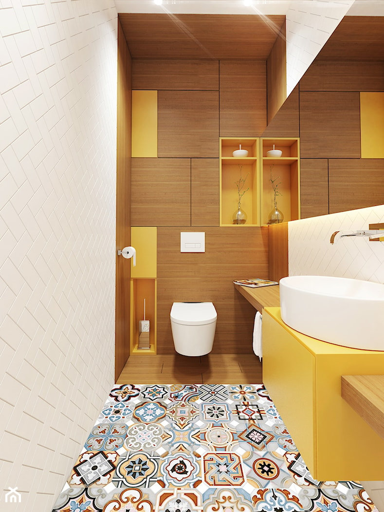 Łazienka w żółtym kolorze. - zdjęcie od wkrecONA - Homebook
