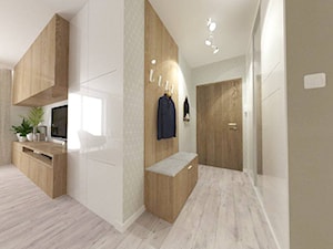 Projekt wnętrza mieszkania w Lublinie 57 m2 - Średni z wieszakiem beżowy hol / przedpokój - zdjęcie od EWMAarchitekci