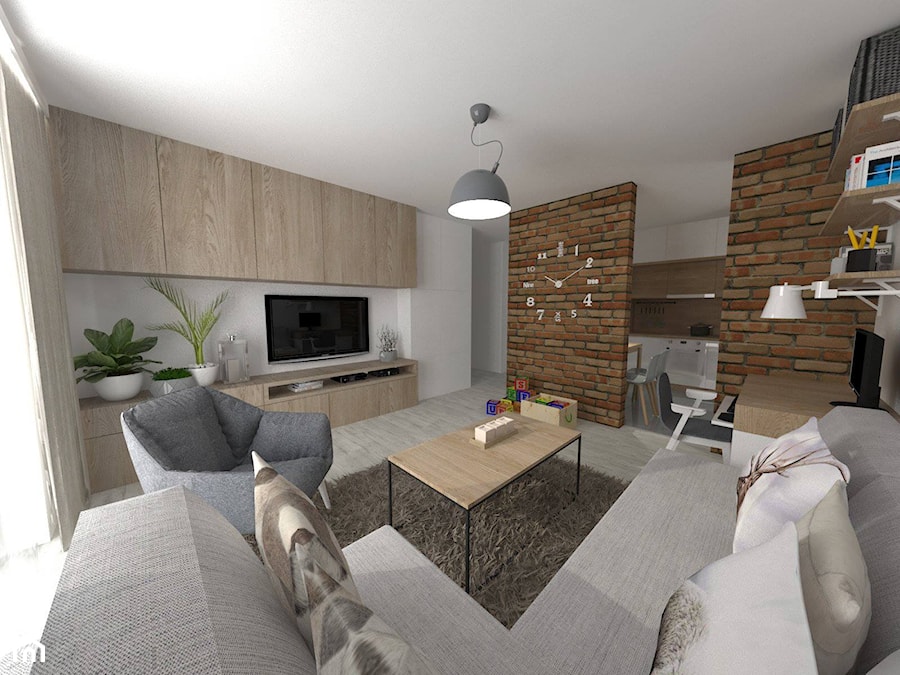 Projekt wnętrza mieszkania w Lublinie 57 m2 - Salon - zdjęcie od EWMAarchitekci