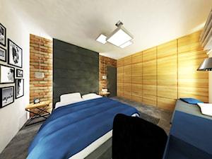projekt wnętrza domu w Kolonii Serniki - Duża biała z biurkiem sypialnia, styl industrialny - zdjęcie od EWMAarchitekci