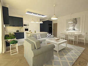 Projekt wnętrza mieszkania w Krakowie 42 m2 - Salon - zdjęcie od EWMAarchitekci