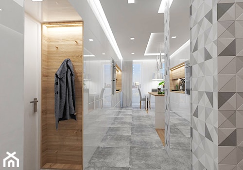 Projekt wnętrza mieszkania w Warszawie 55 m2 - Mały z wieszakiem biały hol / przedpokój - zdjęcie od EWMAarchitekci