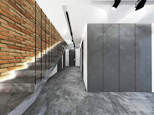 projekt wnętrza domu w Kolonii Serniki - Duży biały szary hol / przedpokój, styl industrialny - zdjęcie od EWMAarchitekci