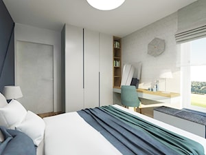 Projekt wnętrza mieszkania w Lublinie 90 m2 - Średnia szara z biurkiem sypialnia - zdjęcie od EWMAarchitekci
