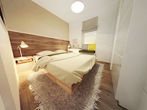 Projekt wnętrza mieszkania w Lublinie 57 m2 - Średnia beżowa biała z biurkiem sypialnia - zdjęcie od EWMAarchitekci