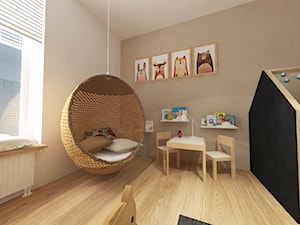 Projekt wnętrza mieszkania w Lublinie 57 m2 - Średni biały brązowy pokój dziecka dla dziecka dla chłopca dla dziewczynki - zdjęcie od EWMAarchitekci
