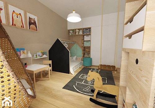 Projekt wnętrza mieszkania w Lublinie 57 m2 - Duży brązowy pokój dziecka dla dziecka dla chłopca dla dziewczynki - zdjęcie od EWMAarchitekci