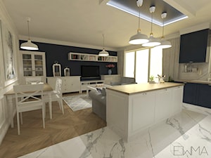 Projekt wnętrza mieszkania w Krakowie 42 m2 - Salon - zdjęcie od EWMAarchitekci