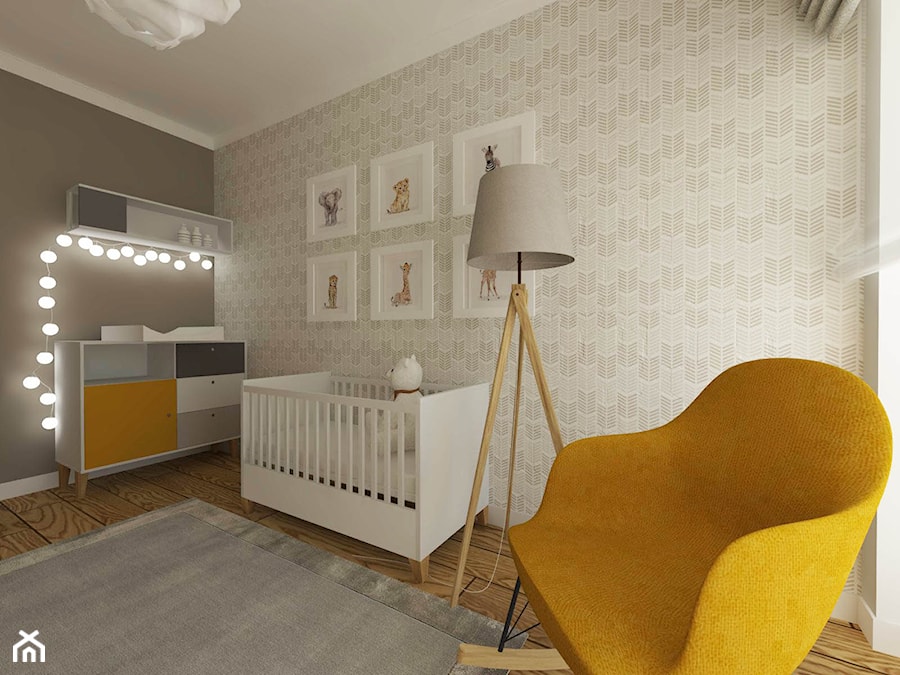 Projekt wnętrza mieszkania w Warszawie - Średni czarny szary pokój dziecka dla niemowlaka dla chłopca dla dziewczynki - zdjęcie od EWMAarchitekci