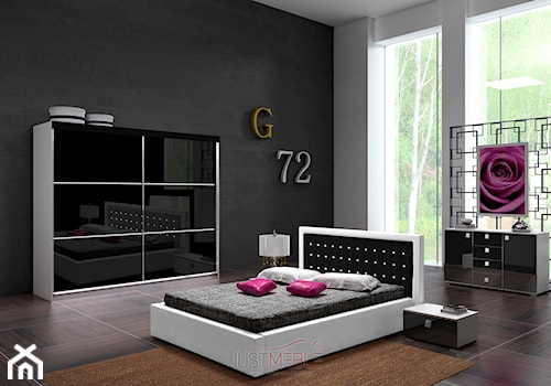 Średnia biała czarna sypialnia, styl nowoczesny - zdjęcie od JustMeble
