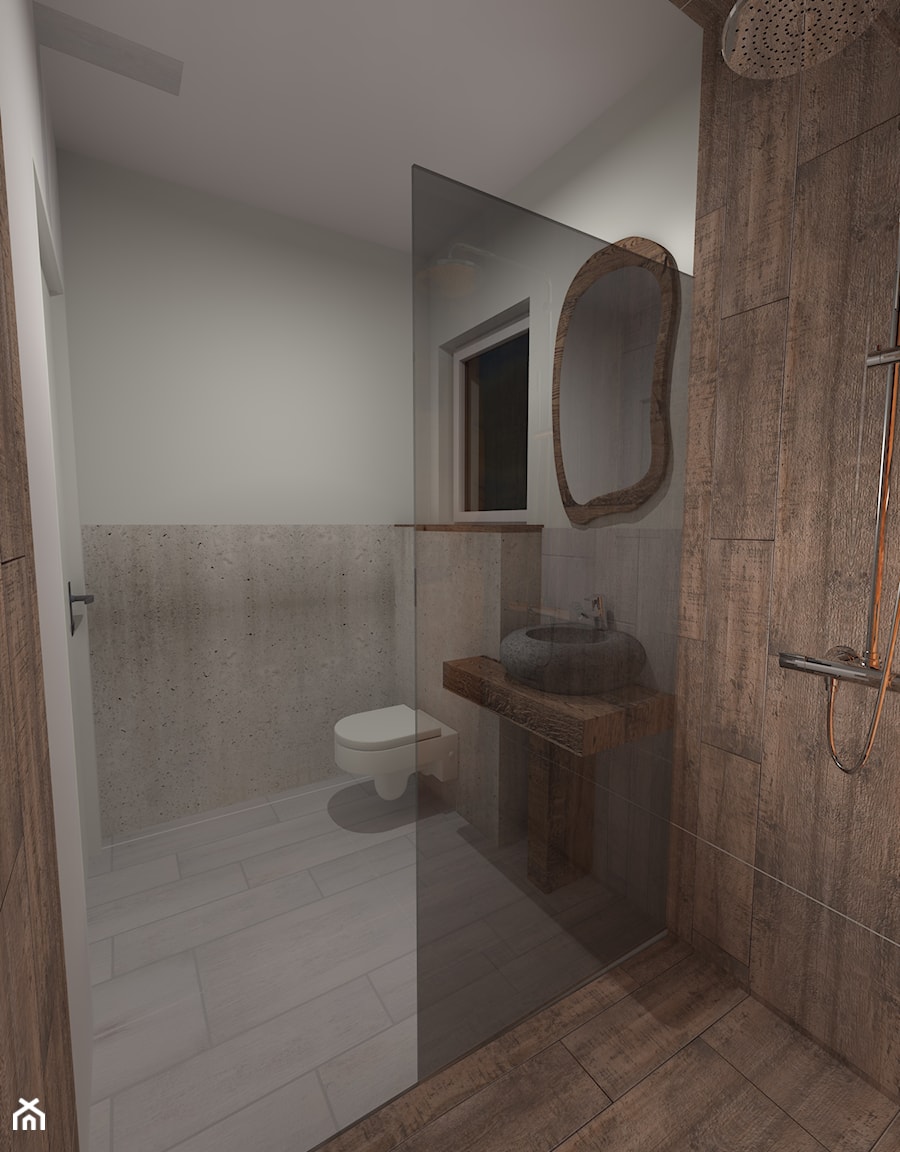 łazienka w stylu jaskini - Mała na poddaszu z lustrem łazienka z oknem, styl rustykalny - zdjęcie od agata.opolska@gmail.com