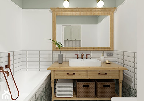Sopot 38m2 - Mała bez okna z lustrem łazienka, styl prowansalski - zdjęcie od Alternatywne Studio