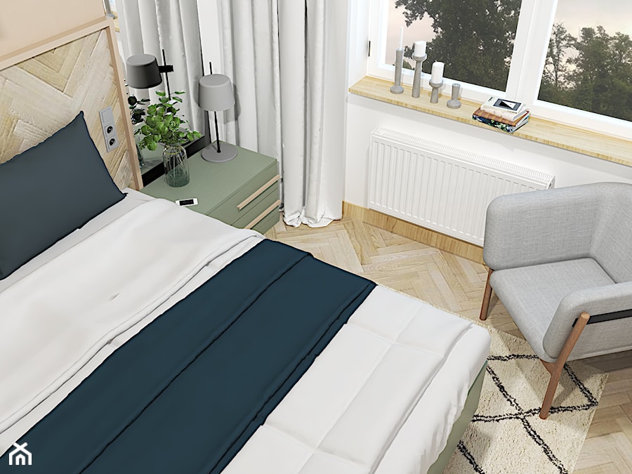 Mała beżowa biała sypialnia - zdjęcie od Alternatywne Studio