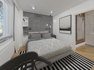 Gdańsk Morena 53 m2 - Średnia biała szara z biurkiem sypialnia, styl industrialny - zdjęcie od Alternatywne Studio