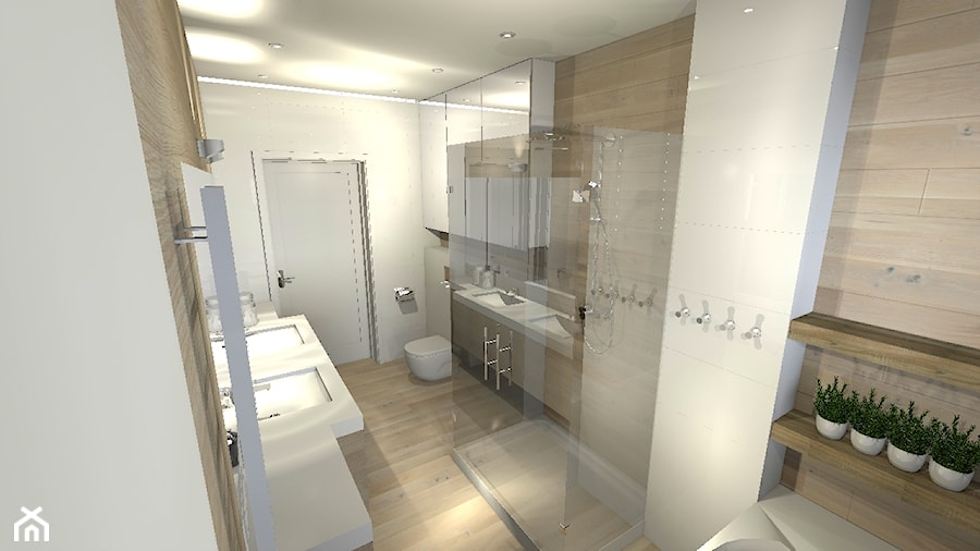 duża łazienka z wanną i kabiną prysznicową - zdjęcie od Projektowanie wnętrz Olga Januszkiewicz