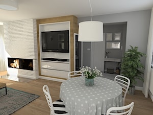 Projekt wnętrza domu - Duży biały szary salon z jadalnią - zdjęcie od Projektowanie wnętrz Olga Januszkiewicz