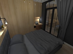 mieszkanie 40m2 - kawalerka w dwóch wersjach kolorystycznych - Mała czarna z biurkiem sypialnia, styl nowoczesny - zdjęcie od Projektowanie wnętrz Olga Januszkiewicz