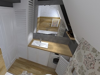 Łazienka w mieszkaniu na poddaszu , Projektowanie wnętrz Olga Januszkiewicz 