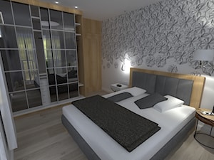 nowoczesna sypialnia z tapetą - zdjęcie od Projektowanie wnętrz Olga Januszkiewicz