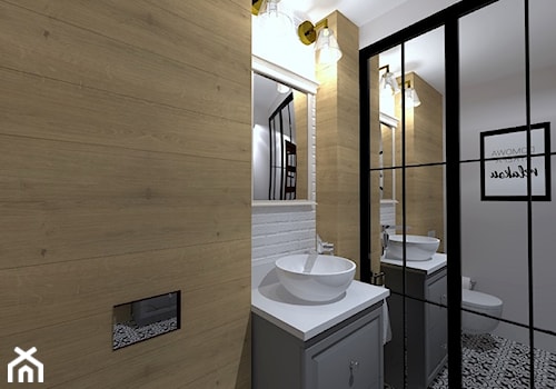 Domowa strefa relaksu - Mała bez okna z lustrem łazienka, styl rustykalny - zdjęcie od Projektowanie wnętrz Olga Januszkiewicz
