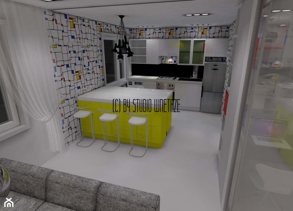 Wnętrze a'la Mondrian - Kuchnia, styl minimalistyczny - zdjęcie od Pracownia Projektowa Studio Wnętrze - Homebook