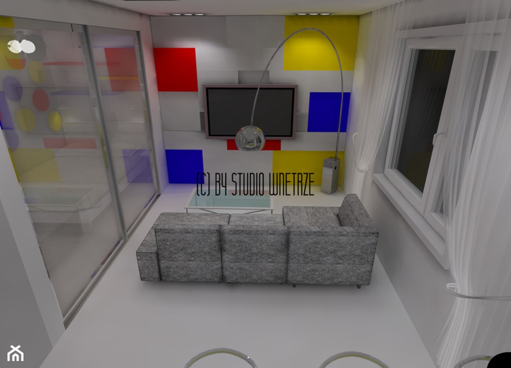 Wnętrze a'la Mondrian - Salon, styl minimalistyczny - zdjęcie od Pracownia Projektowa Studio Wnętrze - Homebook