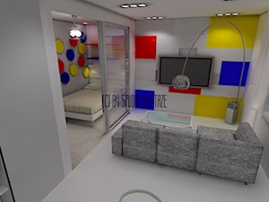 Wnętrze a'la Mondrian - Salon, styl minimalistyczny - zdjęcie od Pracownia Projektowa Studio Wnętrze