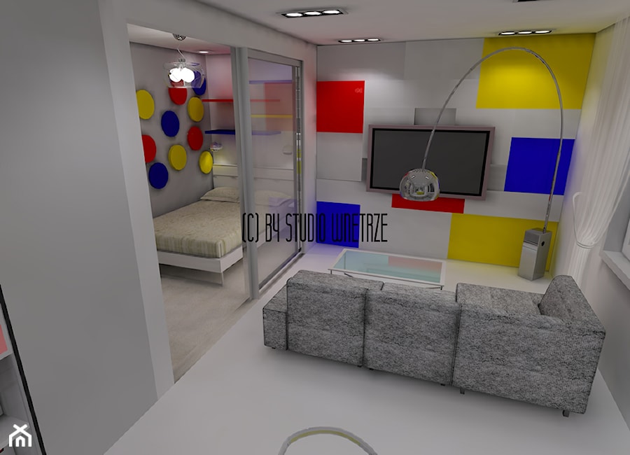 Wnętrze a'la Mondrian - Salon, styl minimalistyczny - zdjęcie od Pracownia Projektowa Studio Wnętrze