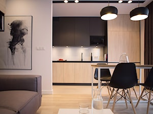 mieszkanie Katowice - projekt before Concept - Mały biały salon z kuchnią z jadalnią, styl nowoczesny - zdjęcie od Ania Kulińska - fotograf