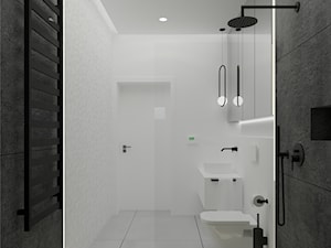Dom w Siewierzu - Średnia bez okna z lustrem z punktowym oświetleniem łazienka, styl minimalistyczny - zdjęcie od STUDIO KUGO