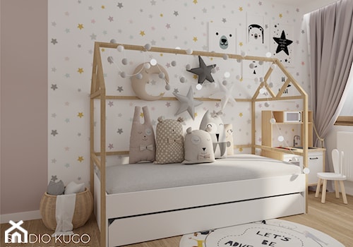 Mieszkanie w Katowicach | II | Bytkowska Park - Mały biały szary pokój dziecka dla dziecka dla dziewczynki - zdjęcie od STUDIO KUGO