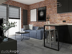 Mieszkanie w Wieliczce | Królewskie Tarasy - Mały salon z kuchnią z jadalnią, styl industrialny - zdjęcie od STUDIO KUGO