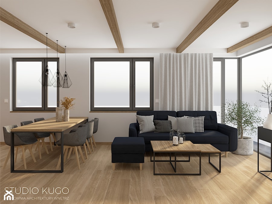 Mieszkanie w Katowicach | II | Bytkowska Park - Średni biały salon z jadalnią, styl nowoczesny - zdjęcie od STUDIO KUGO