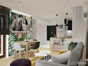 Mieszkanie w Krakowie | I | Apartamenty Bronowice - Średni szary salon z kuchnią z jadalnią, styl skandynawski - zdjęcie od STUDIO KUGO